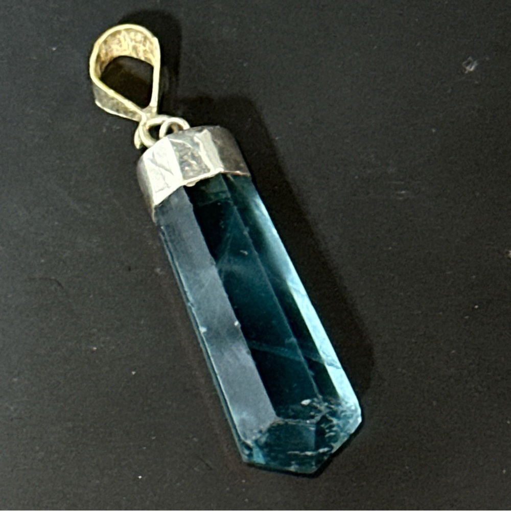 Sterling Silver 925 Fluorite Point Pendant Crystal - Picture 6 of 17